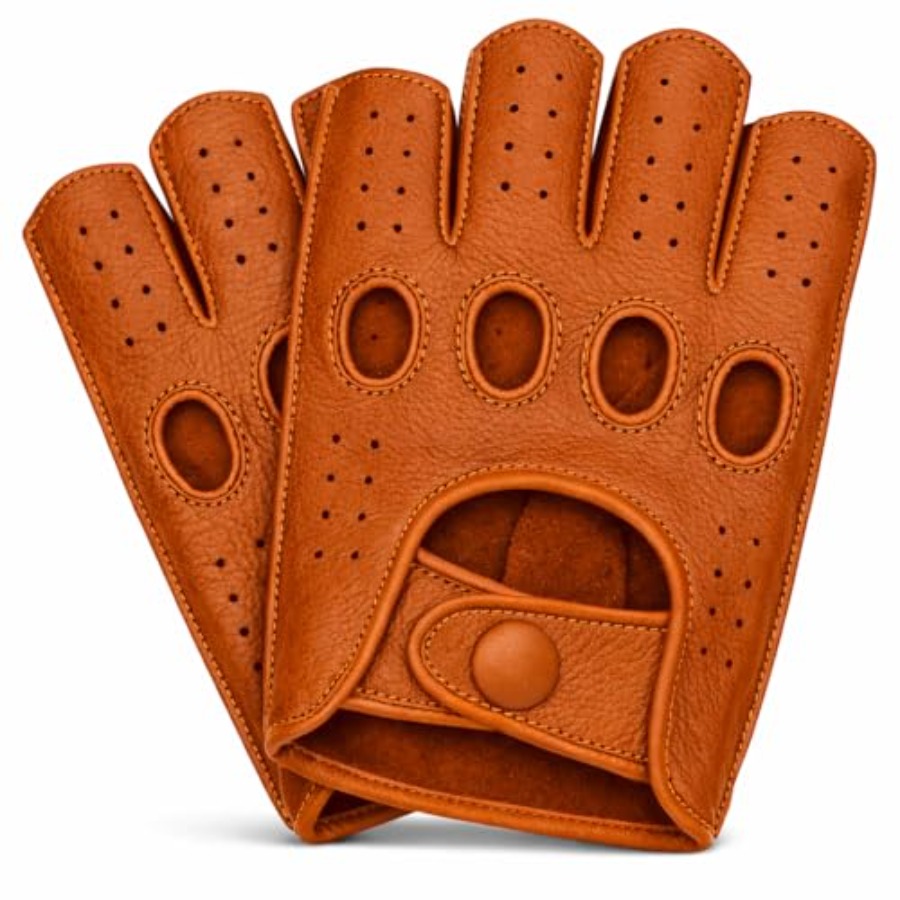 Leather Driving Glove - Mens fingerless leather driving gloves for