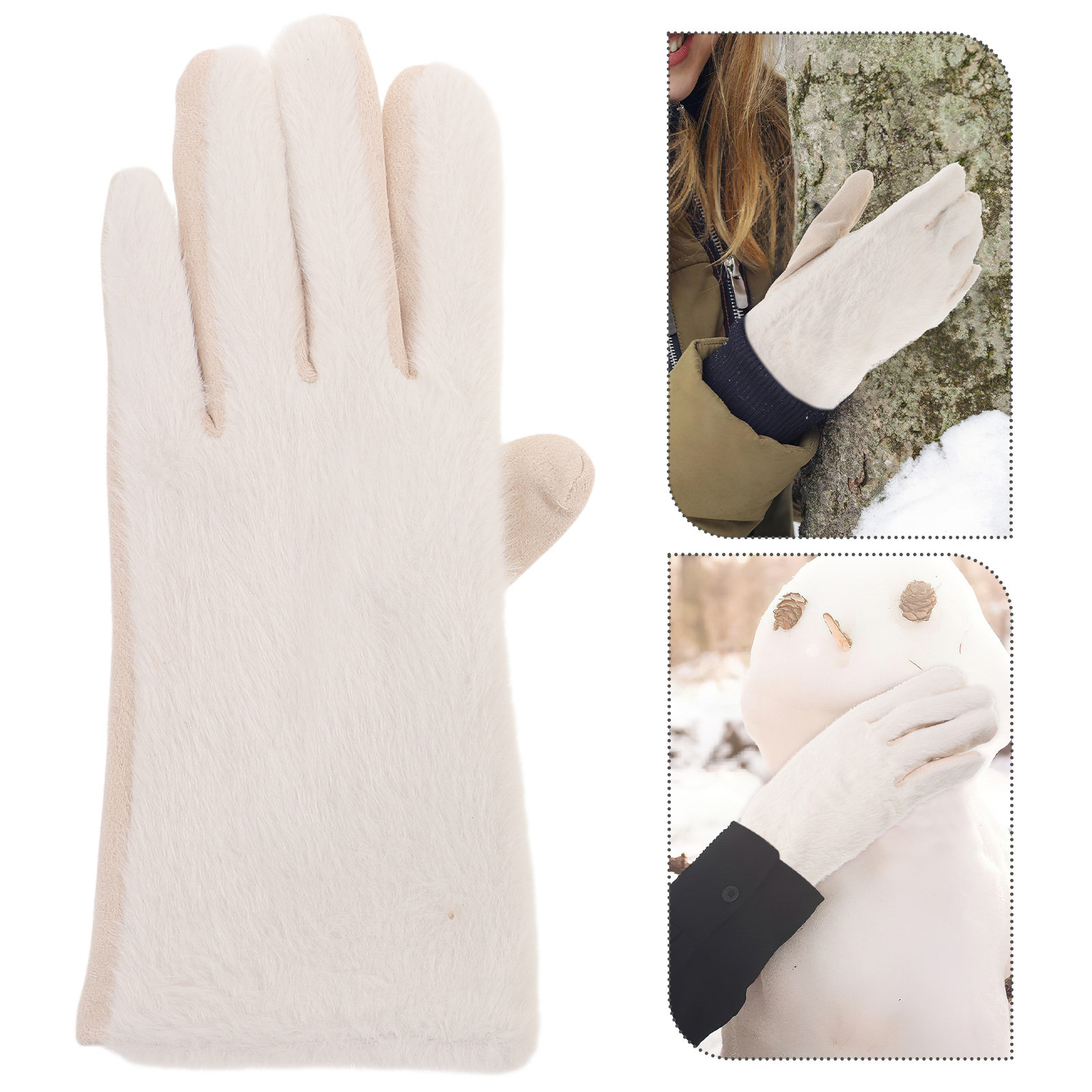 Winter Glove Insulated - 1Pair Fashion White Women Warm Thermal