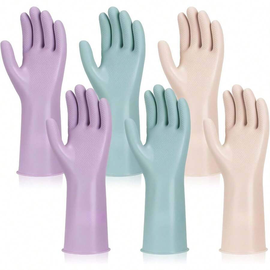 Dish Glove Rubber - 6 Pairs Rubber Cleaning Gloves, Reusable