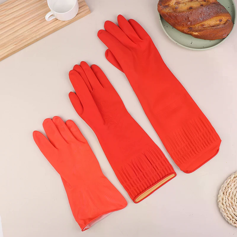 Dish Glove Rubber - 1Pair Latex Long Dish Washing Kitchen