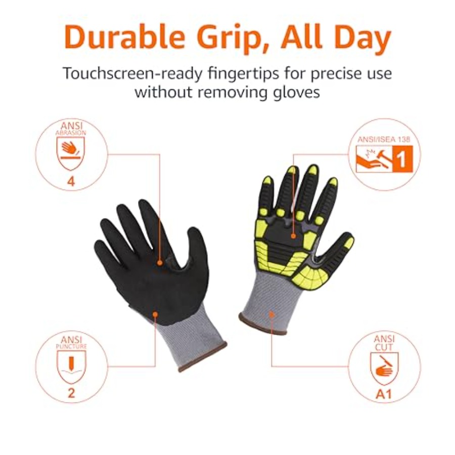 Safety work gloves for industr - مراجعة Work Glove Impact وسعره