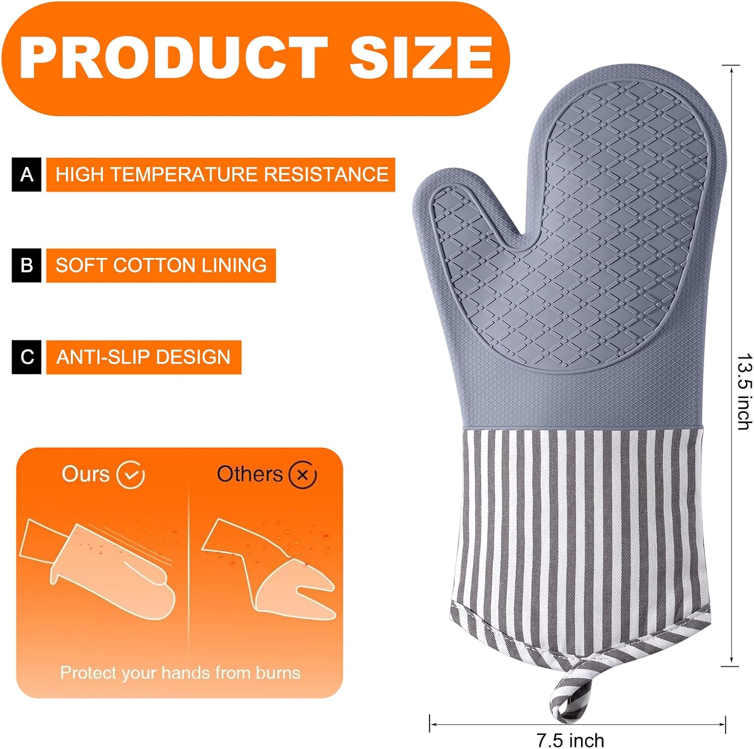 Silicone Oven Mitts, 500°F Hea - مراجعة Oven Mitt Silicone وسعره