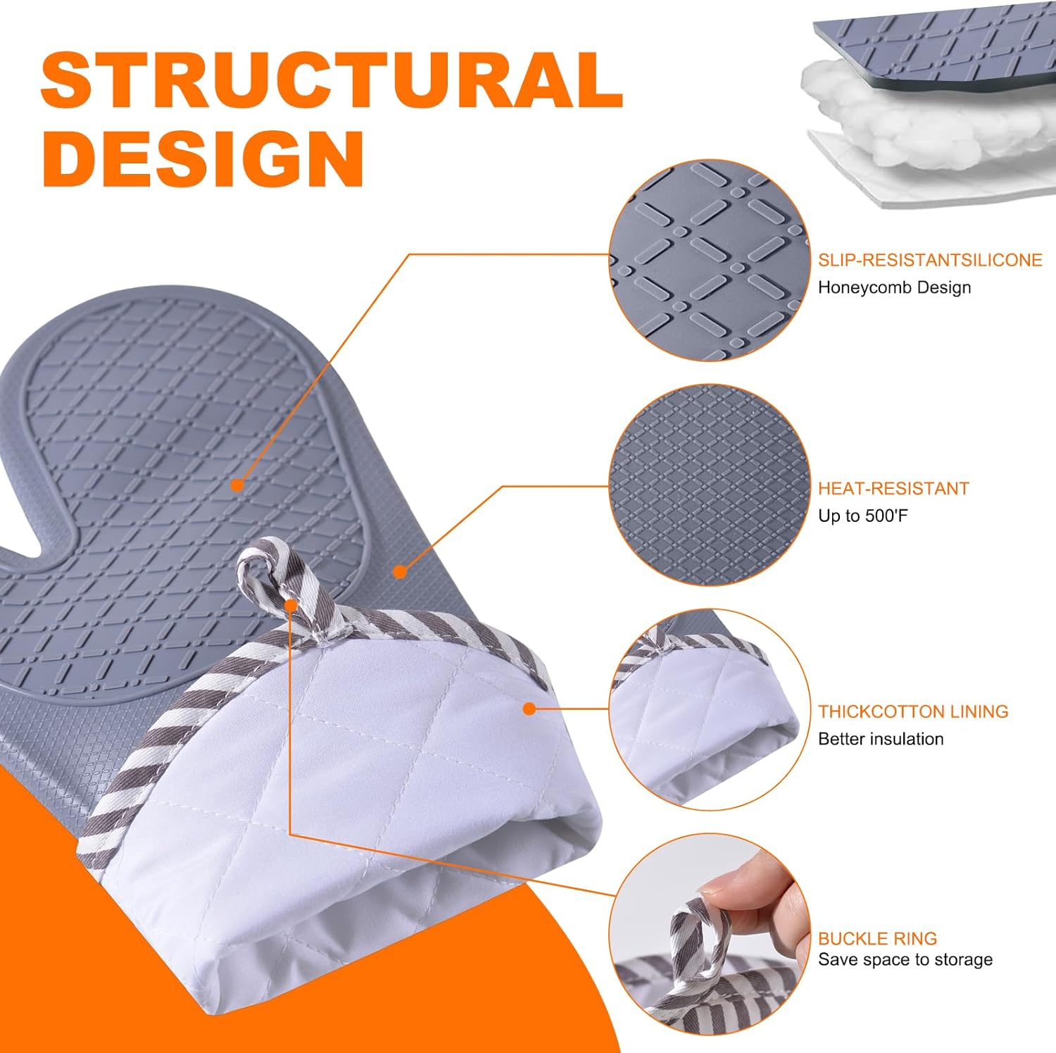Silicone Oven Mitts, 500°F Hea - مراجعة Oven Mitt Silicone وسعره
