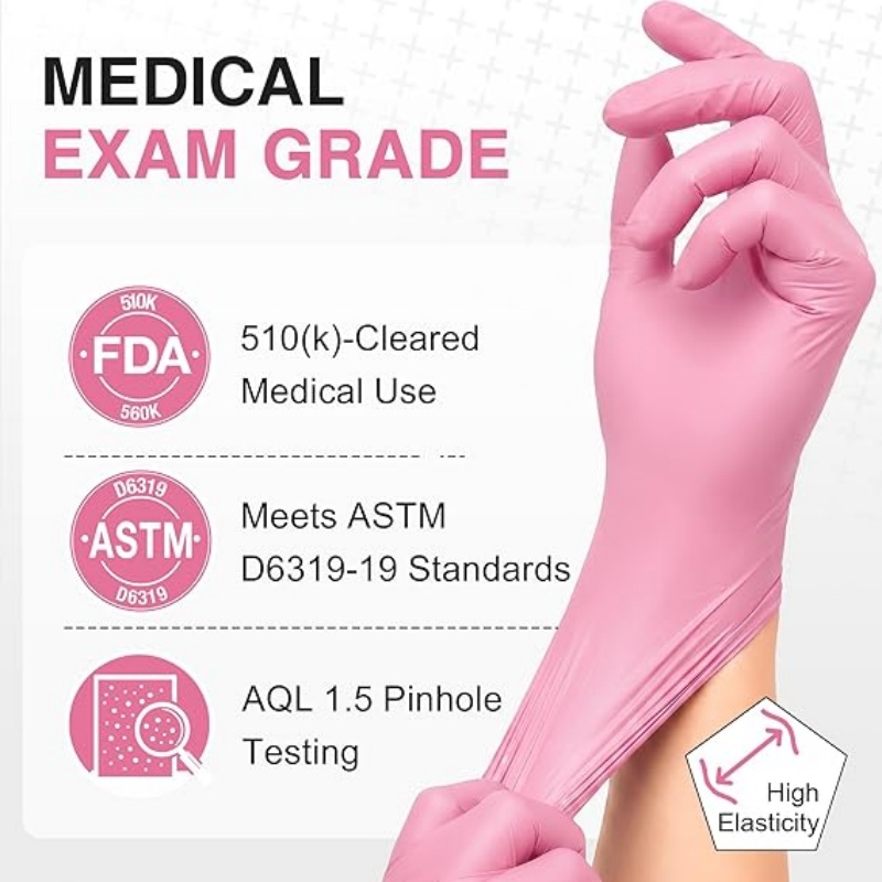 Pink Nitrile Disposable Gloves - مراجعة Latex Disposable Glove وسعره