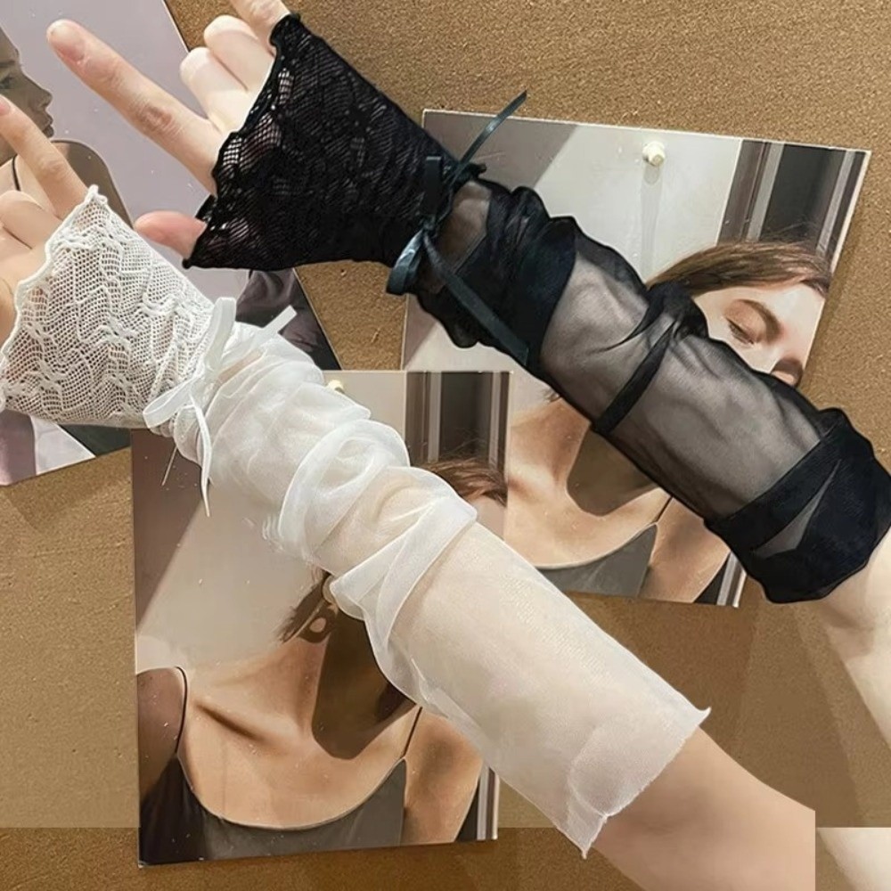 Y2K Lace Ruffle Mesh Gloves Sh - مراجعة Fingerless Glove Knit وسعره