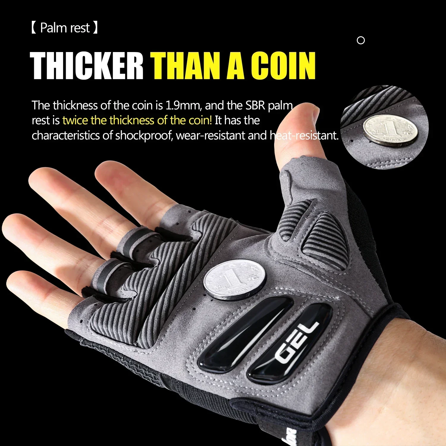 Anti Slip Shock Breathable Hal - مراجعة Cycling Glove Padded وسعره