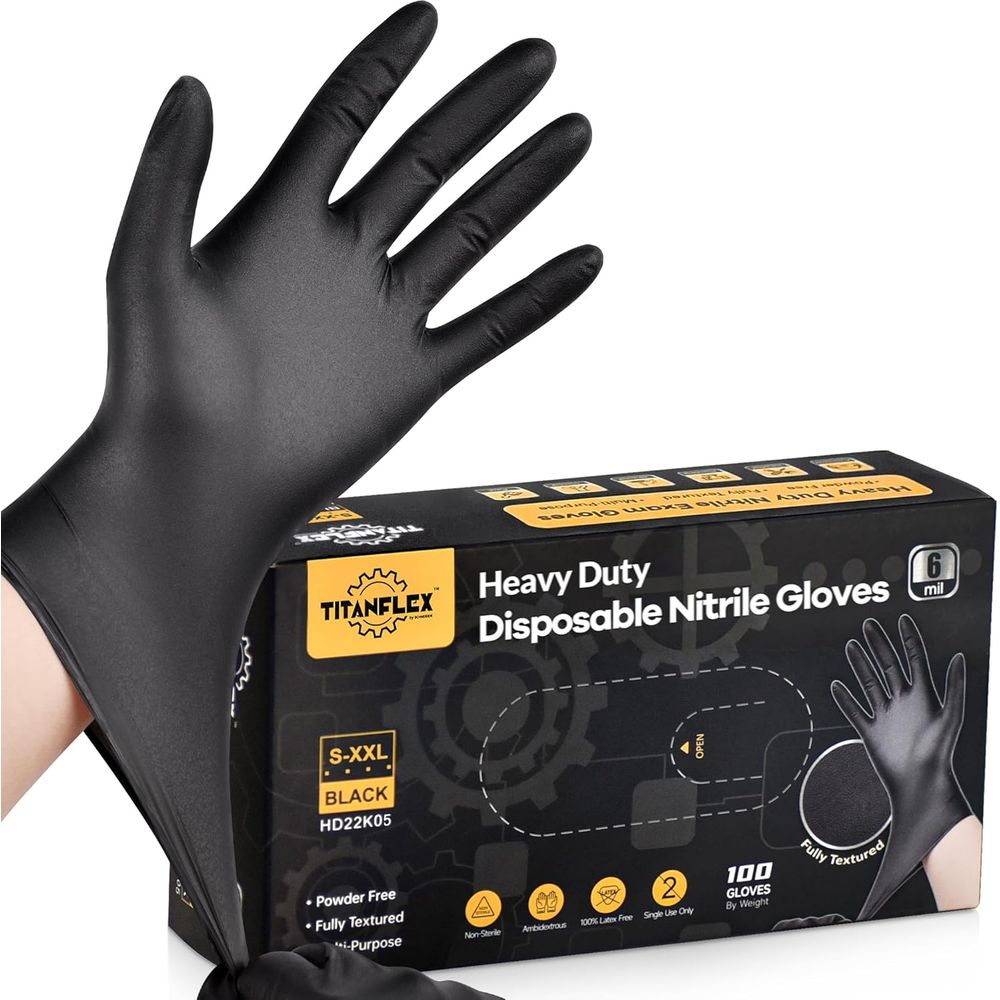 Heavy-Duty 6 Mil Black Nitrile - مراجعة Nitrile Mechanic Glove وسعره