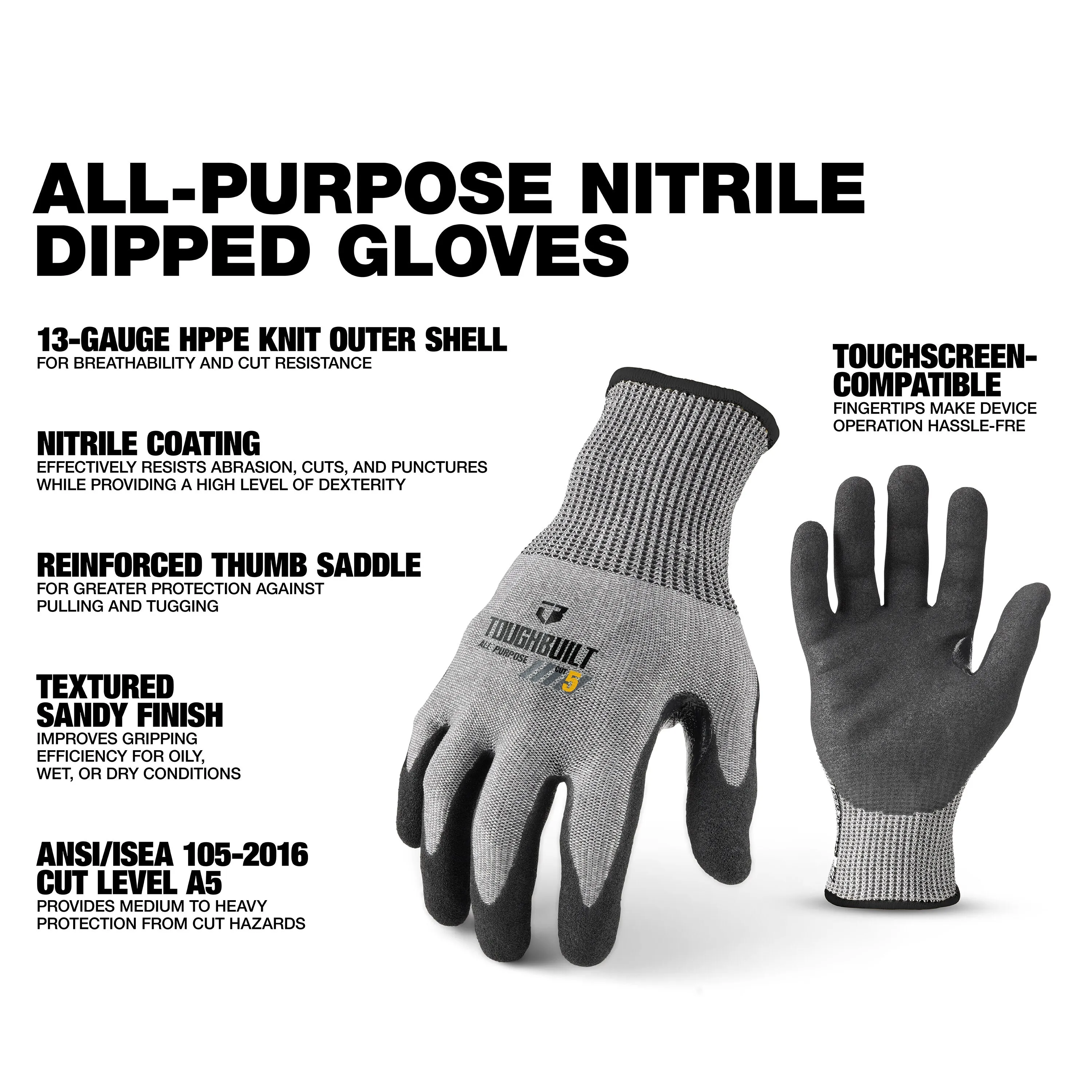 TOUGHBUILT TB-P2-112-5-L Nitri - مراجعة Nitrile Mechanic Glove وسعره