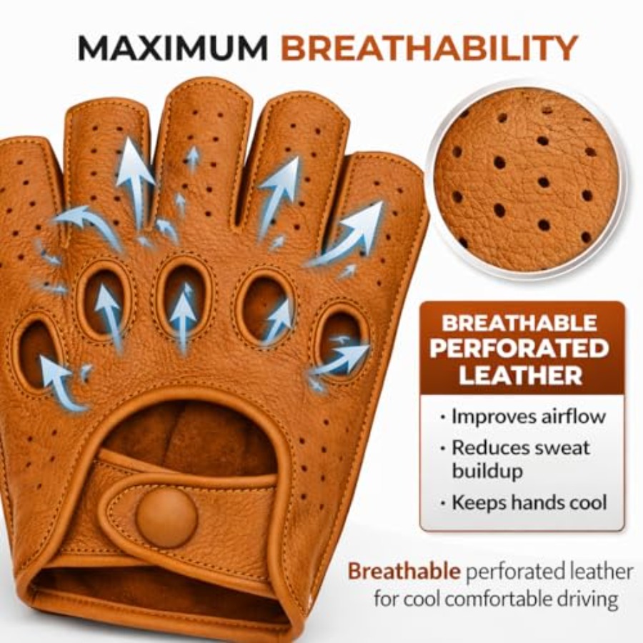 Mens fingerless leather drivin - مراجعة Leather Driving Glove وسعره