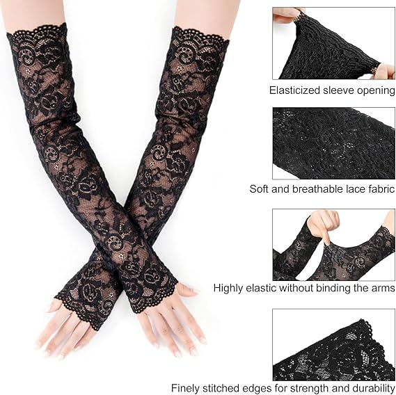 New 1Pair Sexy Lace Hollow-Out - مراجعة Fingerless Glove Knit وسعره