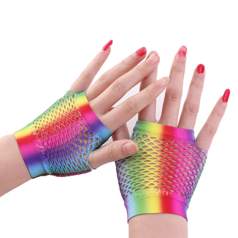 Ladies Sexy Rainbow Color Shor - مراجعة Fingerless Glove Knit وسعره