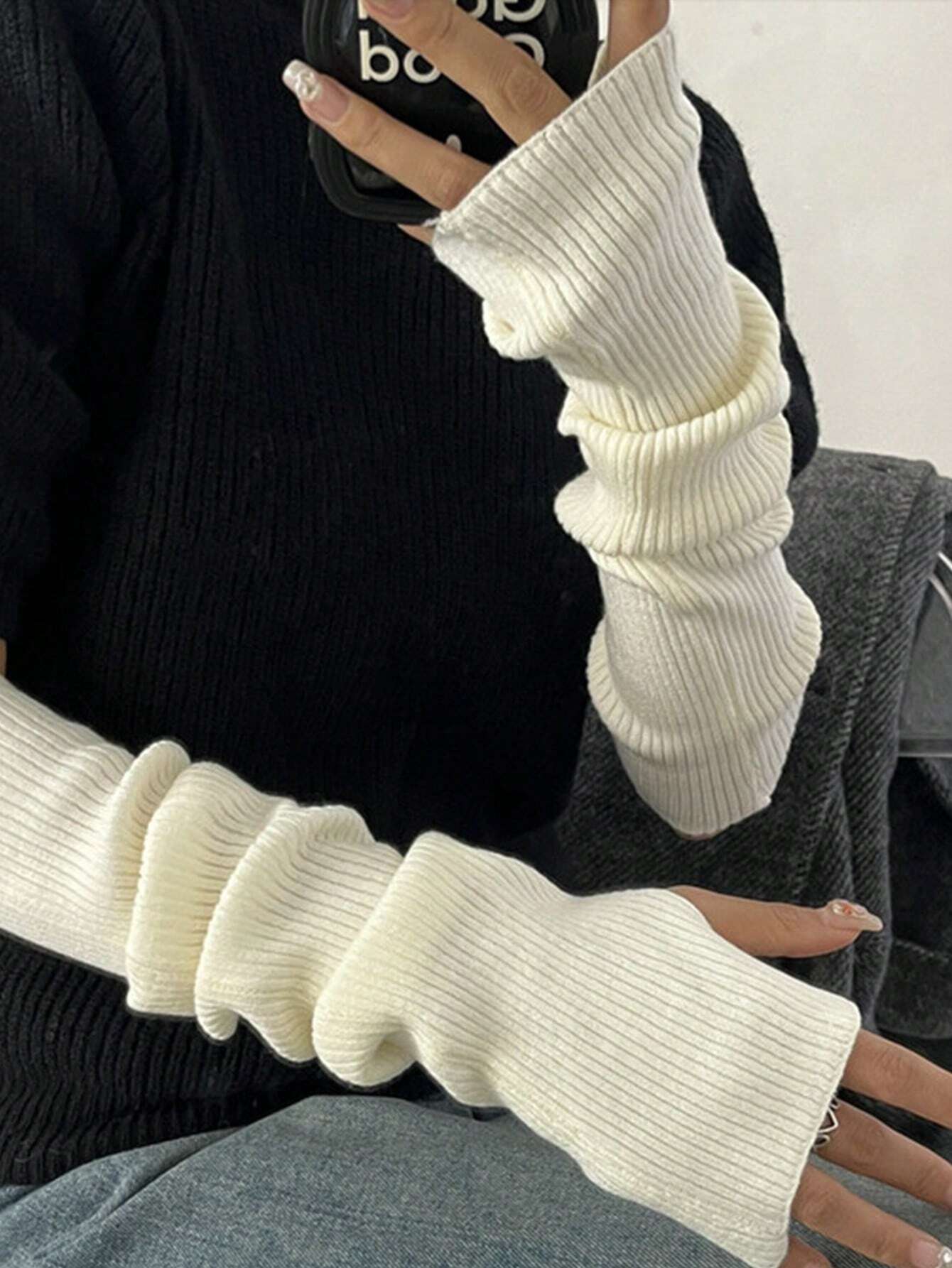 Black Fingerless Knitted Glove - مراجعة Fingerless Glove Knit وسعره