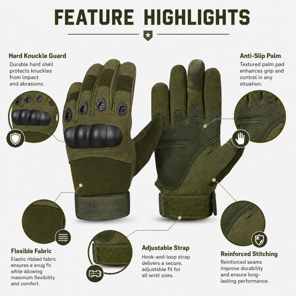 Full Finger Tactical Gloves wi - مراجعة Motorcycle Glove Knuckle وسعره