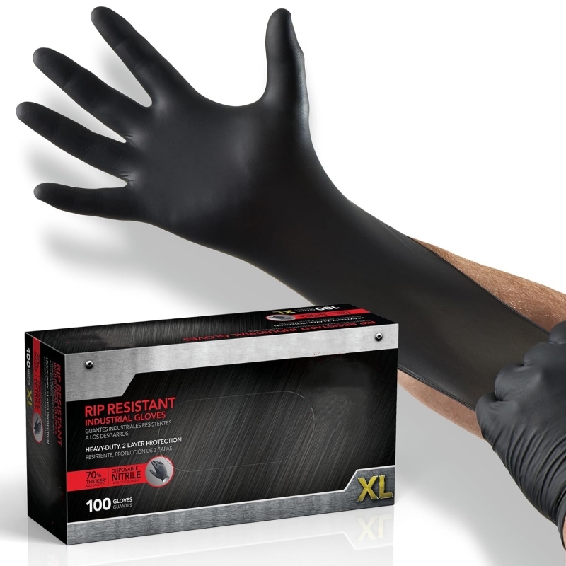 100PCS Black Nitrile Gloves Di - مراجعة Nitrile Mechanic Glove وسعره